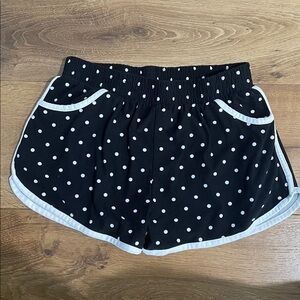Super Soft Casual Black Polka Dot Women's Pull on Shorts-